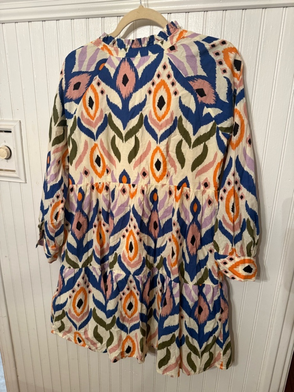 Olivia James The Label Waverly Ikat Print Long Sleeve Small Mini Dress - Picture 5 of 5